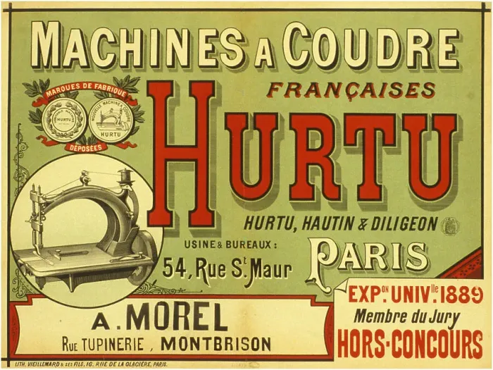 Framed Print : Machines à coudre françaises Hurtu, 1889. Creator: Anonymous