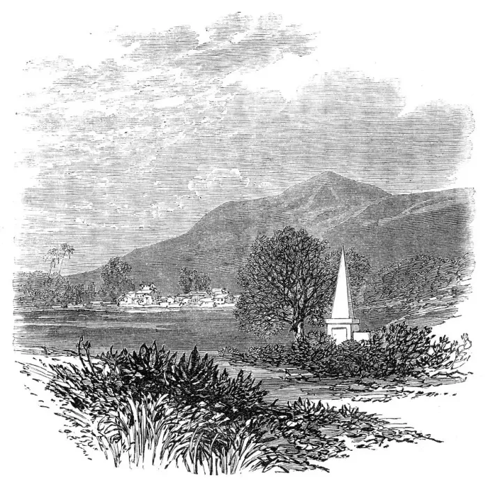 Framed Print : Machurda Village, India...tomb of...Latouche and Hebbert, killed in conflict with...Wagheers, 1869. Creator: Unknown Framed Print : Machurda Village, India...tomb of...Latouche and Hebbert, killed in conflict with...Wagheers, 1869. Creator: Unknown
