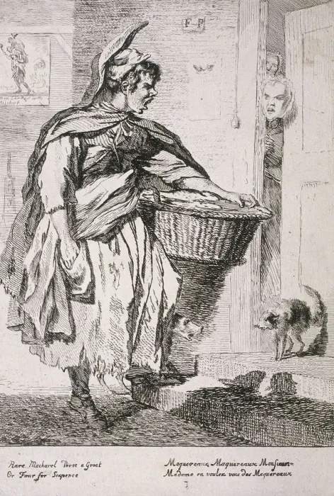 Framed Print : Mackerel seller, Cries of London, 1760. Artist: Paul Sandby Framed Print : Mackerel seller, Cries of London, 1760. Artist: Paul Sandby