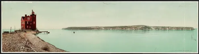 Framed Print : Mackinac Island from Round Island, Michigan, c1899. Creator: William H. Jackson Framed Print : Mackinac Island from Round Island, Michigan, c1899. Creator: William H. Jackson