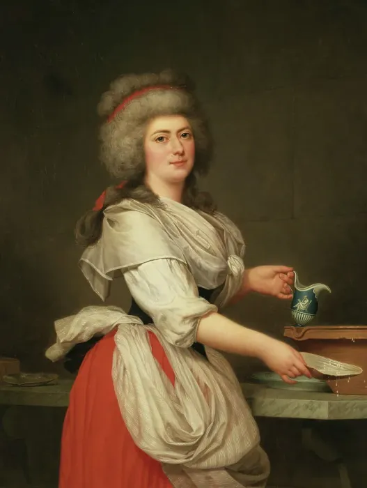 Framed Print : Madame A. Aughié, Friend of Marie Antoinette, as a Dairymaid in the Royal Dairy at... 1787. Creator: Adolf Ulric Wertmüller Framed Print : Madame A. Aughié, Friend of Marie Antoinette, as a Dairymaid in the Royal Dairy at... 1787. Creator: Adolf Ulric Wertmüller