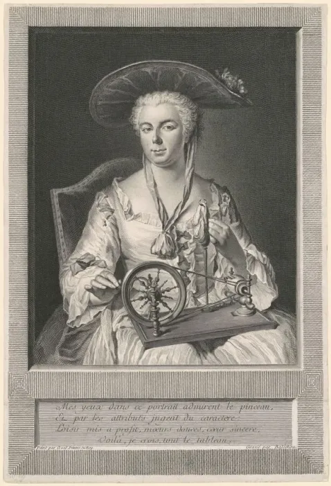 Framed Print : Madame Arlon Spinning Silk, 1739. Creator: Jean Joseph Balechou Framed Print : Madame Arlon Spinning Silk, 1739. Creator: Jean Joseph Balechou