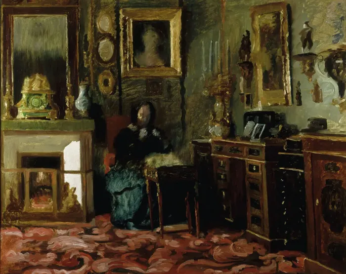 Framed Print : Madame de Balzac's salon, rue Fortunee, between 1850 and 1880. Creator: Jean Gigoux Framed Print : Madame de Balzac's salon, rue Fortunee, between 1850 and 1880. Creator: Jean Gigoux