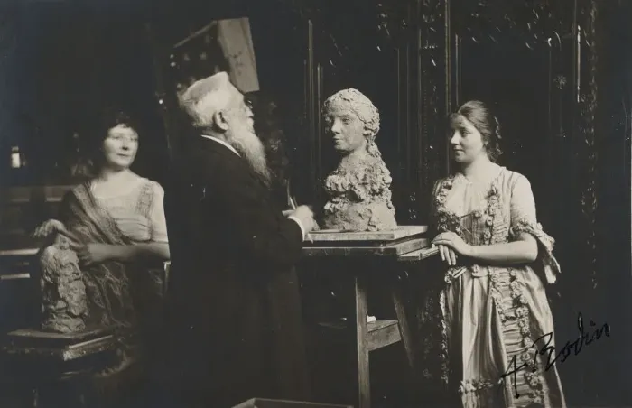 Framed Print : [Madame Bardey, Rodin and Henriette, 31 Rue Campagne-Premiere, Paris], 1915-1916
