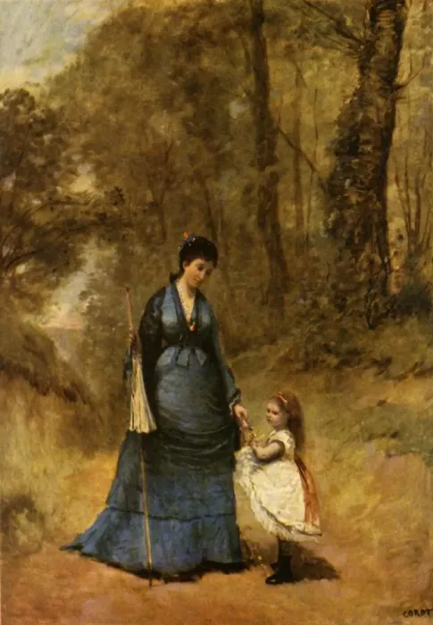 Framed Print : Madame et Mademoiselle Stumpf, 1872, (1934). Creator: Jean-Baptiste-Camille Corot Framed Print : Madame et Mademoiselle Stumpf, 1872, (1934). Creator: Jean-Baptiste-Camille Corot