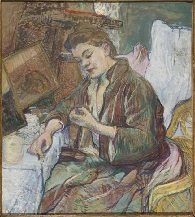 Framed Print : Madame Favre at her toilet, 1891. Artist: Toulouse-Lautrec, Henri, de (1864-1901) Framed Print : Madame Favre at her toilet, 1891. Artist: Toulouse-Lautrec, Henri, de (1864-1901)
