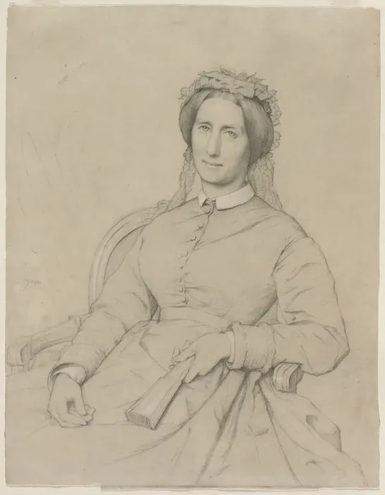 Framed Print : Madame Hippolyte Flandrin (Aimee Ancelot), 1869. Creator: Jean-Paul Flandrin (French