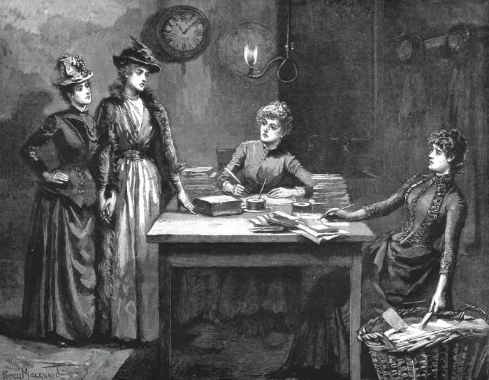 Framed Print : Madame Leroux'; By Francis Eleanor Trollope; I hope we do not disturb you. We were told to come in Creator: Percy Macquoid Framed Print : Madame Leroux'; By Francis Eleanor Trollope; I hope we do not disturb you. We were told to come in Creator: Percy Macquoid