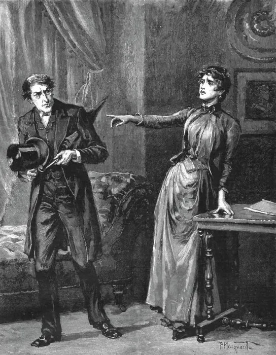 Framed Print : Madame Leroux'; By Francis Eleanor Trollope; Leave my house!, 1890. Creator: Percy Macquoid Framed Print : Madame Leroux'; By Francis Eleanor Trollope; Leave my house!, 1890. Creator: Percy Macquoid