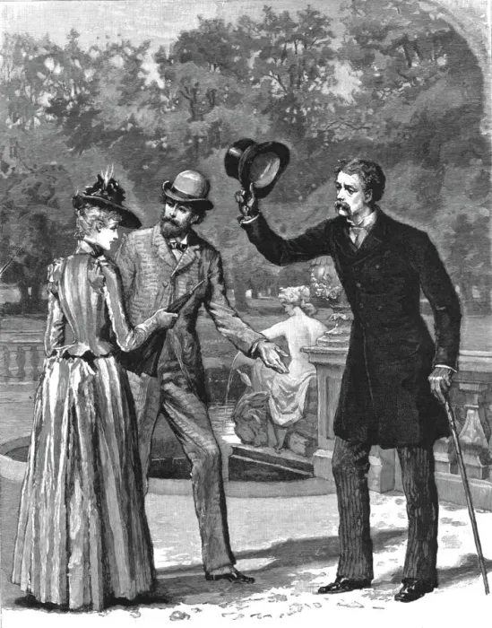 Framed Print : Madame Leroux';By Francis Eleanor Trollope;He was accompanied by a tall spare man... 1890. Creator: Percy Macquoid Framed Print : Madame Leroux';By Francis Eleanor Trollope;He was accompanied by a tall spare man... 1890. Creator: Percy Macquoid