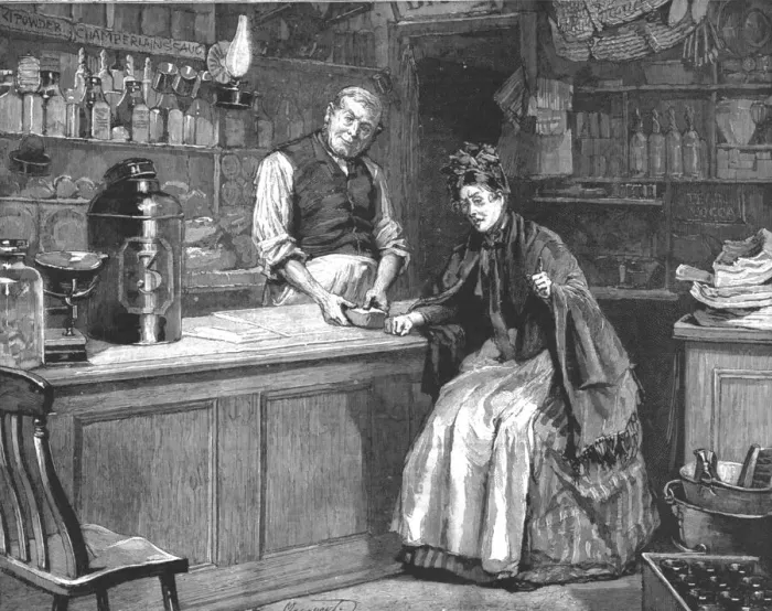 Framed Print : Madame Leroux';By Francis Eleanor Trollope;'Should you say Miss Enderby is exactly... 1890. Creator: Percy Macquoid Framed Print : Madame Leroux';By Francis Eleanor Trollope;'Should you say Miss Enderby is exactly... 1890. Creator: Percy Macquoid