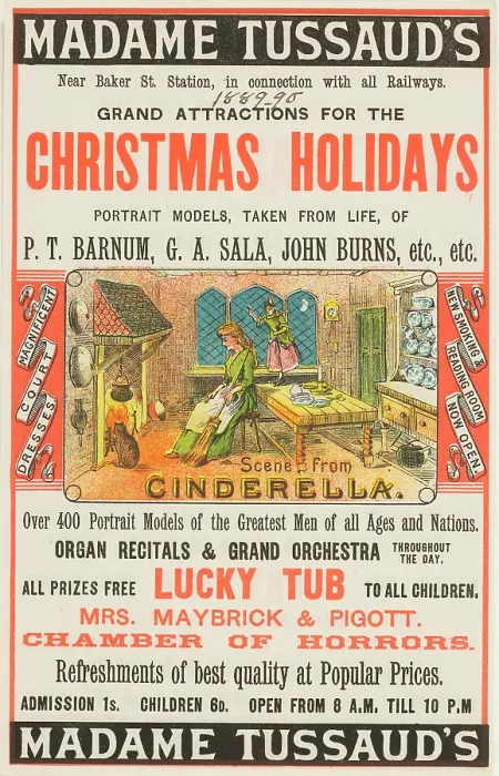Framed Print : Madame Tussauds Christmas Holidays advertisement, 1889. Creator: Unknown Framed Print : Madame Tussauds Christmas Holidays advertisement, 1889. Creator: Unknown