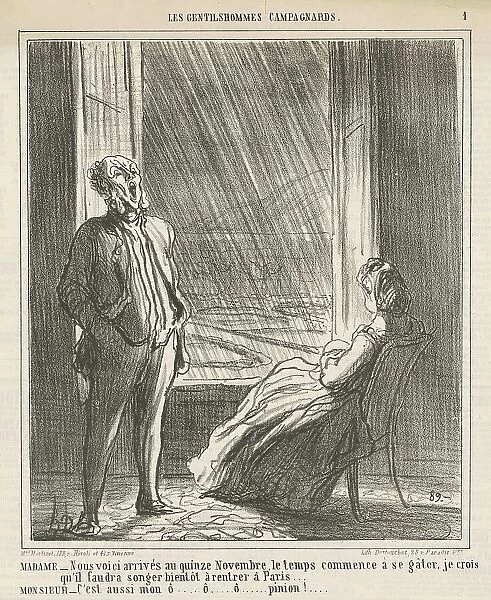 Madame...Nous voici... au quinze Novembre, 19th century. Creator: Honore Daumier