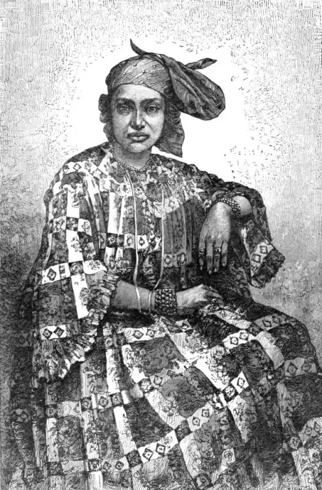 Framed Print : Madecasse Lady of Sainte Marie; Recent Explorations in Madagascar, 1875. Creator: Alfred Grandidier Framed Print : Madecasse Lady of Sainte Marie; Recent Explorations in Madagascar, 1875. Creator: Alfred Grandidier