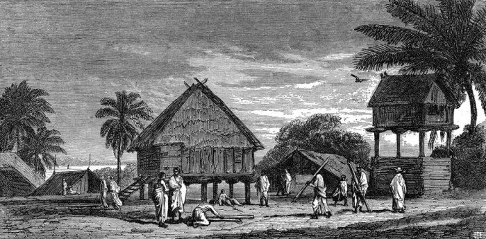 Framed Print : Madecasse Village; Recent Explorations in Madagascar, 1875. Creator: Alfred Grandidier Framed Print : Madecasse Village; Recent Explorations in Madagascar, 1875. Creator: Alfred Grandidier