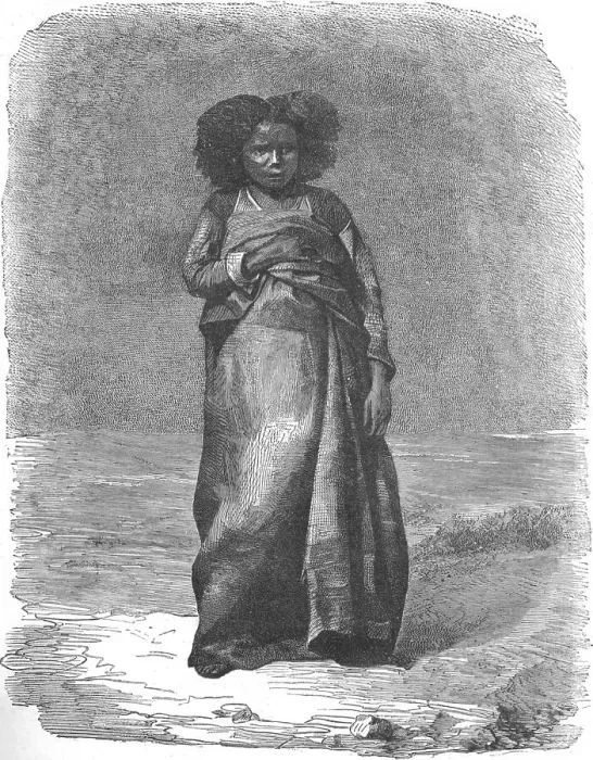 Framed Print : A Madegasse widow; A Birds-eye View of Madagascar, 1875. Creator: M.D Charnay Framed Print : A Madegasse widow; A Birds-eye View of Madagascar, 1875. Creator: M.D Charnay