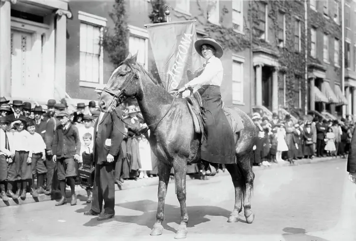 Framed Print : Madge Udall, Suffrage parade, 1913. Creator: Bain News Service Framed Print : Madge Udall, Suffrage parade, 1913. Creator: Bain News Service