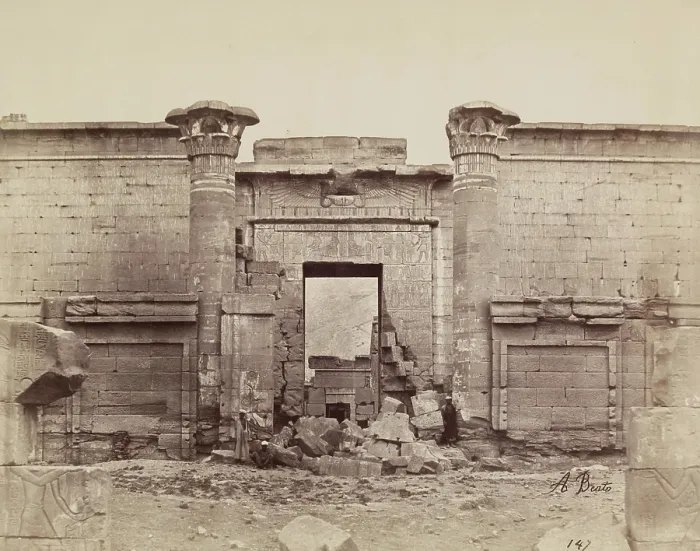 Framed Print : Madinet Habu, Entry Way to the Small Temple. Luxor, West Bank, between 1860 and 1903. Creator: Antonio Beato Framed Print : Madinet Habu, Entry Way to the Small Temple. Luxor, West Bank, between 1860 and 1903. Creator: Antonio Beato