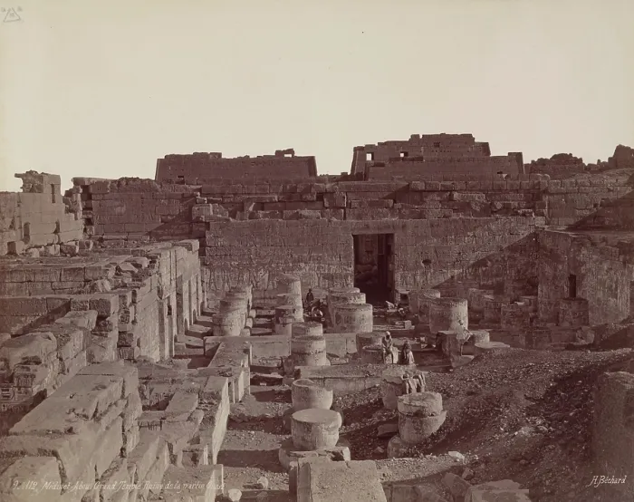 Framed Print : Madinet Habu, Hypostyle Hall of Mortuary Temple of of Ramesses III. Luxor, We, late 19th century. Creator: Henri Bechard Framed Print : Madinet Habu, Hypostyle Hall of Mortuary Temple of of Ramesses III. Luxor, We, late 19th century. Creator: Henri Bechard