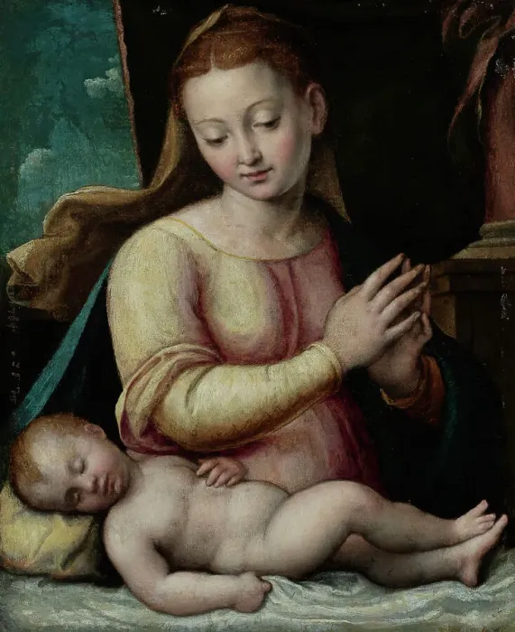 Framed Print : Madonna Adoring the Child, c. 1585-1605. Creator: Barbara Longhi Framed Print : Madonna Adoring the Child, c. 1585-1605. Creator: Barbara Longhi
