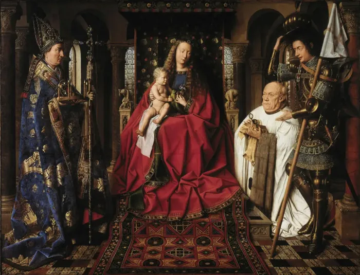 Framed Print : The Madonna with Canon van der Paele, 1436. Artist: Eyck, Jan van (1390-1441) Framed Print : The Madonna with Canon van der Paele, 1436. Artist: Eyck, Jan van (1390-1441)