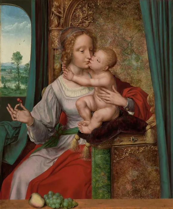 Framed Print : Madonna of the Cherries, about 1520-1525. Creator: Quentin Metsys I Framed Print : Madonna of the Cherries, about 1520-1525. Creator: Quentin Metsys I