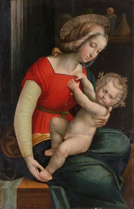 Framed Print : Madonna and Child, 1526. Creator: Defendente Ferrari