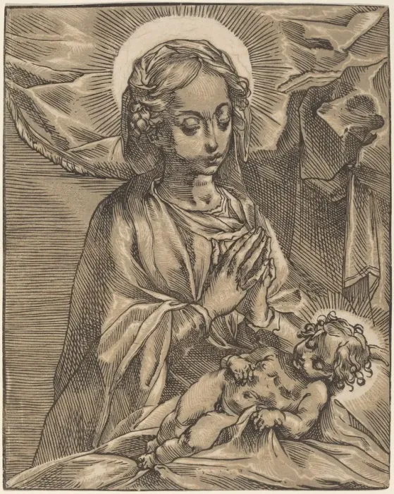 Framed Print : Madonna and Child, 1591 / 93. Creator: Andrea Andreani Framed Print : Madonna and Child, 1591 / 93. Creator: Andrea Andreani