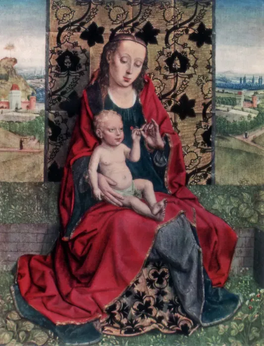 Framed Print : The Madonna and Child, (1927). Artist: Dirck Bouts Framed Print : The Madonna and Child, (1927). Artist: Dirck Bouts