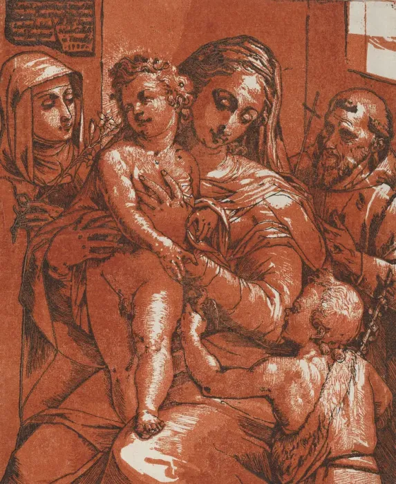 Framed Print : Madonna and Child Accompanied by Saints, 1585. Creator: Andrea Andreani Framed Print : Madonna and Child Accompanied by Saints, 1585. Creator: Andrea Andreani