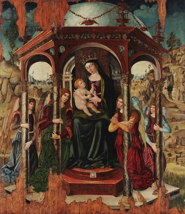 Framed Print : Madonna and Child with Angels, 1498. Creator: Crivelli, Protasio (active 1497-1506)