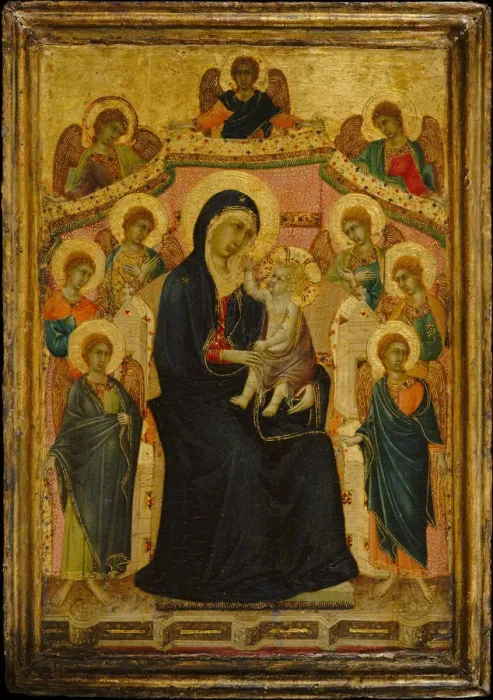 Framed Print : Madonna and Child with Nine Angels, ca. 1315. Creator: Segna di Buonaventura Framed Print : Madonna and Child with Nine Angels, ca. 1315. Creator: Segna di Buonaventura