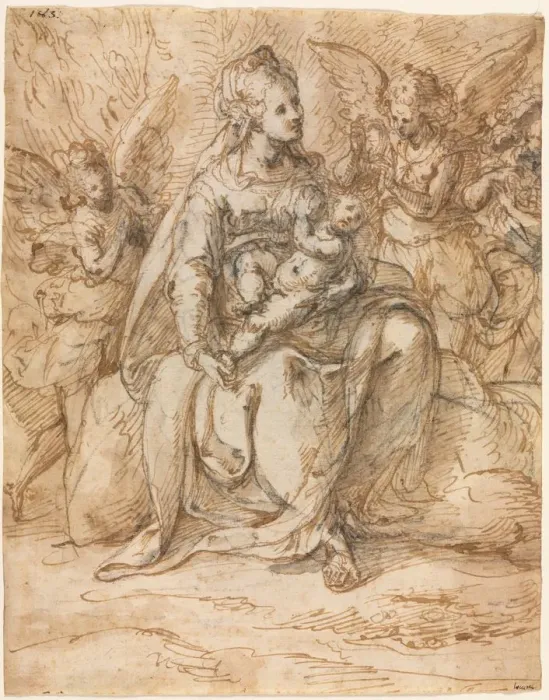 Framed Print : Madonna and Child with Angels, late 1500s. Creator: Aurelio Luini (Italian, 1530-1593) Framed Print : Madonna and Child with Angels, late 1500s. Creator: Aurelio Luini (Italian, 1530-1593)