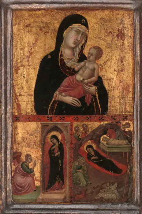 Framed Print : Madonna and Child with the Annunciation and the Nativity, ca. 1310-15. Creator: Goodhart Master Framed Print : Madonna and Child with the Annunciation and the Nativity, ca. 1310-15. Creator: Goodhart Master