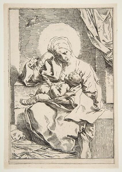 Madonna and Child with a bird, ca. 1635-1636. Creator: Simone Cantarini