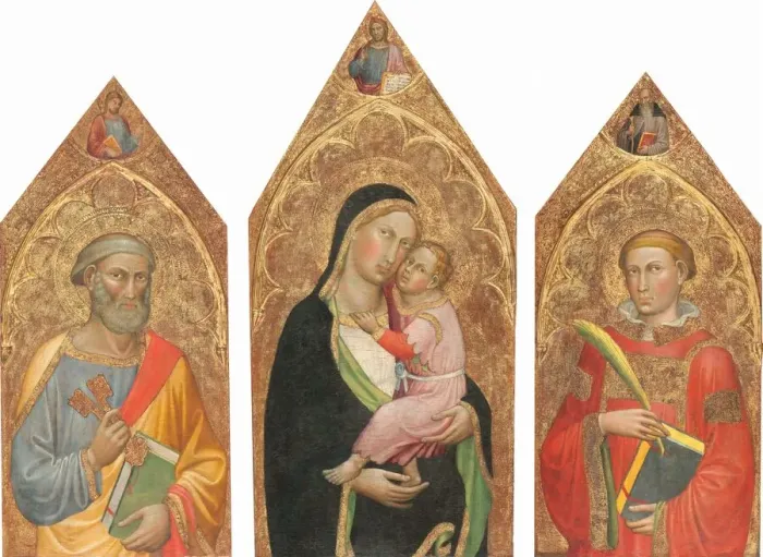 Framed Print : Madonna and Child with the Blessing Christ, and Saints Peter, James Major, Anthony... c Framed Print : Madonna and Child with the Blessing Christ, and Saints Peter, James Major, Anthony... c