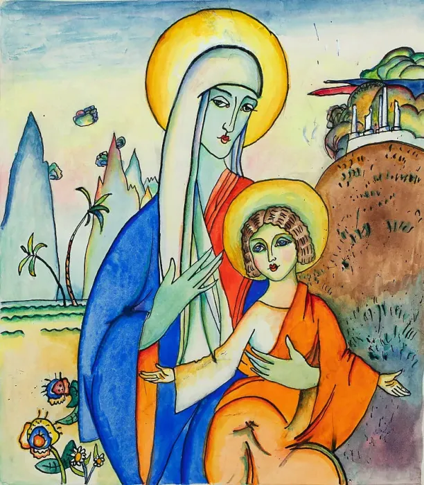 Framed Print : Madonna and Child, c. 1917. Creator: Kandinsky, Wassily Vasilyevich (1866-1944) Framed Print : Madonna and Child, c. 1917. Creator: Kandinsky, Wassily Vasilyevich (1866-1944)