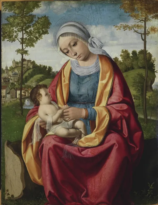 Framed Print : Madonna and Child, c1506. Creator: Previtali, Andrea (ca 1480-1528) Framed Print : Madonna and Child, c1506. Creator: Previtali, Andrea (ca 1480-1528)