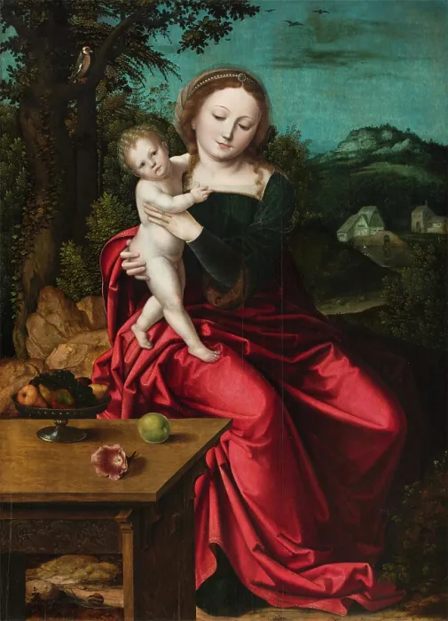 Framed Print : Madonna and Child, c1515. Creator: Master with the Parrot Framed Print : Madonna and Child, c1515. Creator: Master with the Parrot