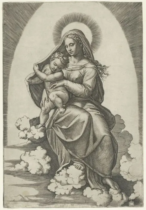 Framed Print : Madonna and Child, ca. 1512-16. Creator: Marcantonio Raimondi Framed Print : Madonna and Child, ca. 1512-16. Creator: Marcantonio Raimondi