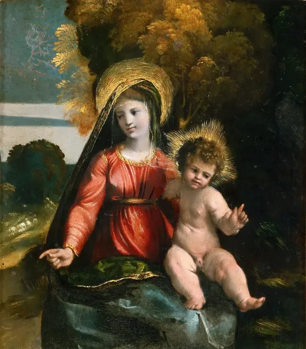Framed Print : Madonna and Child, ca 1517. Creator: Dossi, Dosso (ca. 1486-1542) Framed Print : Madonna and Child, ca 1517. Creator: Dossi, Dosso (ca. 1486-1542)