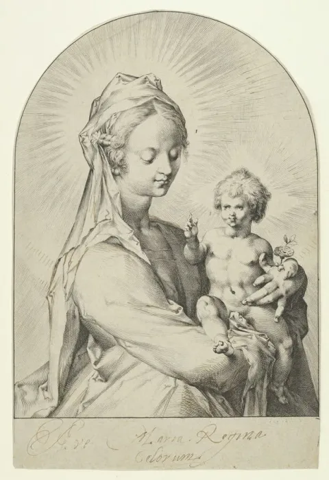 Framed Print : Madonna and Child, ca. 1593. Creator: Jan Muller Framed Print : Madonna and Child, ca. 1593. Creator: Jan Muller