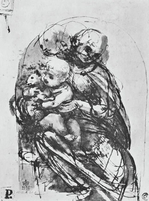Framed Print : Madonna and Child with a Cat, 1478-1481 (1945). Artist: Leonardo da Vinci Framed Print : Madonna and Child with a Cat, 1478-1481 (1945). Artist: Leonardo da Vinci