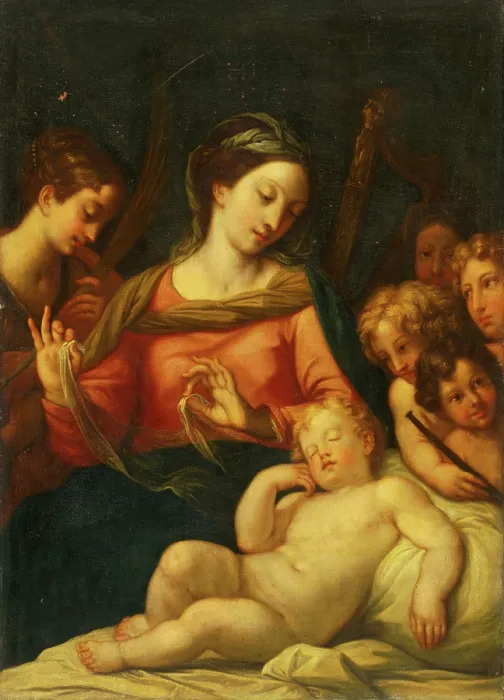 Framed Print : Madonna with Child among Children, 18th century. Creator: Unknown Framed Print : Madonna with Child among Children, 18th century. Creator: Unknown