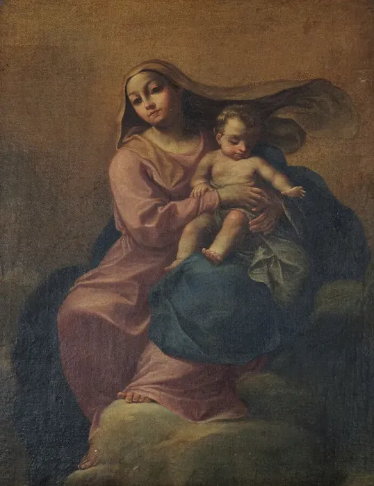 Framed Print : Madonna and Child on a Cloud, 18th century. Creator: Unknown Framed Print : Madonna and Child on a Cloud, 18th century. Creator: Unknown