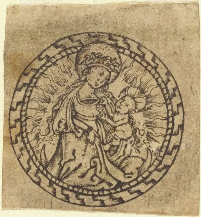 Framed Print : Madonna and Child. Creator: Master with the Flower Borders Framed Print : Madonna and Child. Creator: Master with the Flower Borders
