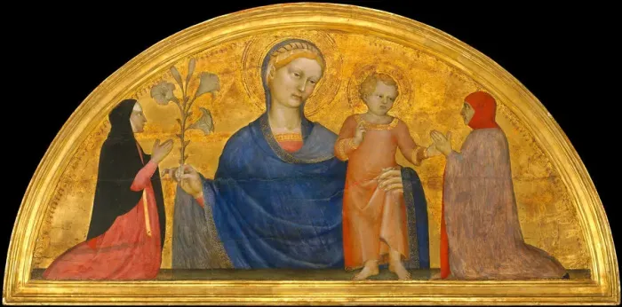 Framed Print : Madonna and Child with Donors, ca. 1365. Creator: Giovanni da Milano Framed Print : Madonna and Child with Donors, ca. 1365. Creator: Giovanni da Milano