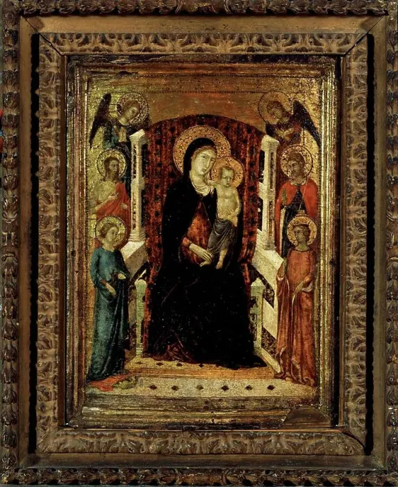 Framed Print : Madonna and Child enthroned, 1300-1399. Creator: Goodhart Master Framed Print : Madonna and Child enthroned, 1300-1399. Creator: Goodhart Master
