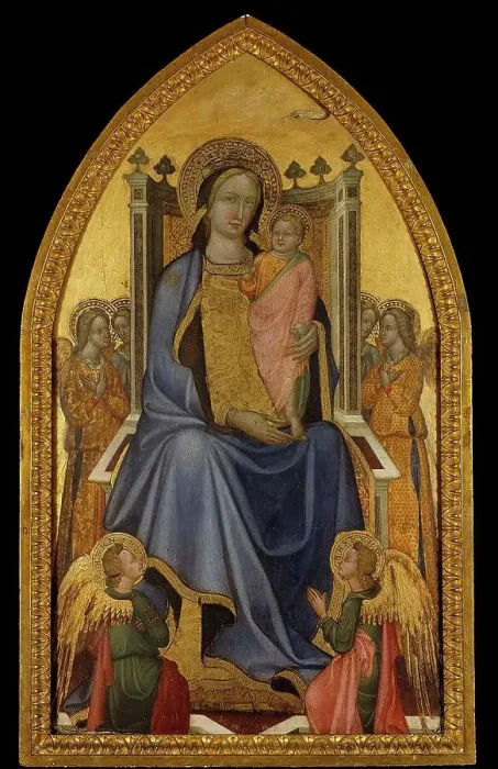 Framed Print : Madonna and Child enthroned, 1420-1440. Creator: Master of Borga alla Collina Framed Print : Madonna and Child enthroned, 1420-1440. Creator: Master of Borga alla Collina