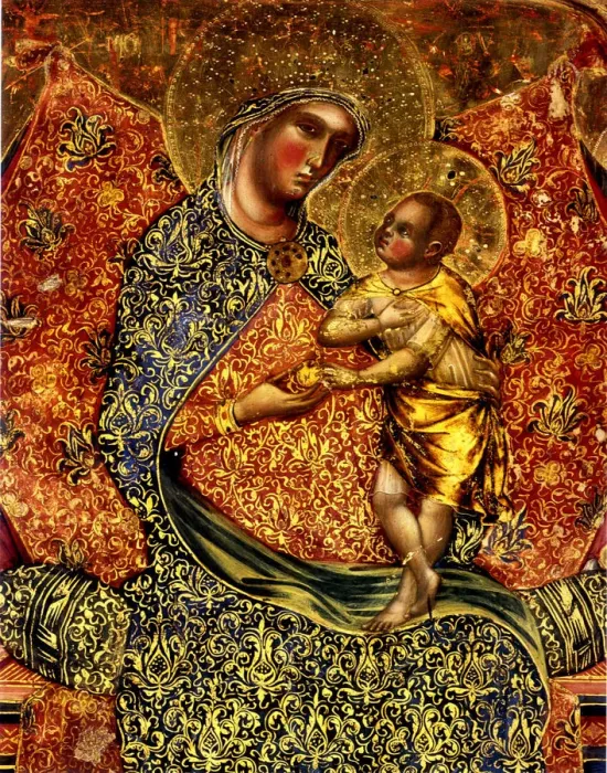 Framed Print : Madonna and Child Enthroned with two Angels. Artist: Veneziano, Paolo (ca 1330-ca 1360) Framed Print : Madonna and Child Enthroned with two Angels. Artist: Veneziano, Paolo (ca 1330-ca 1360)